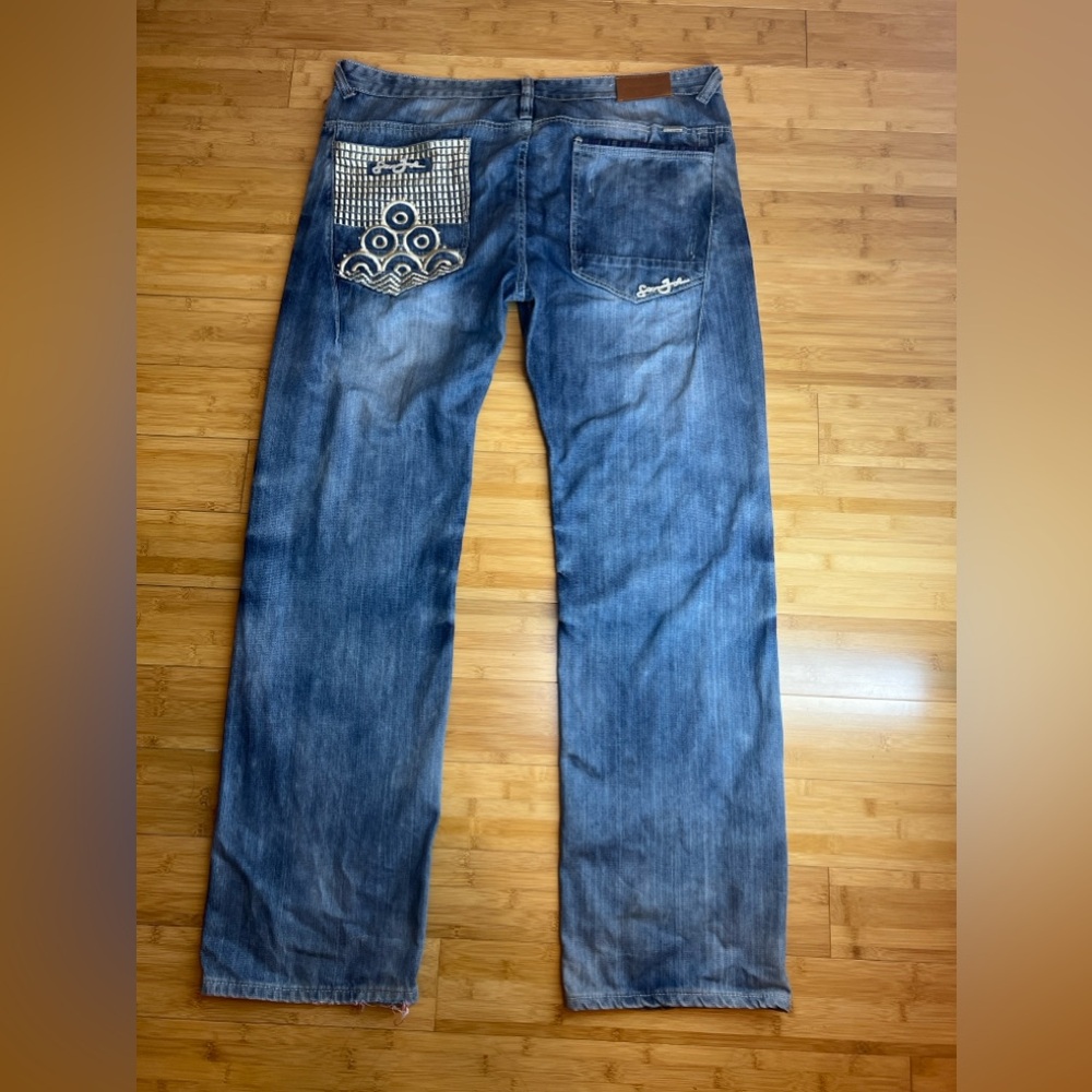 Sean John Premium Denim Jeans w/Embroidered Back Pockets,Baggy, SZ:40|Y2K,2000s